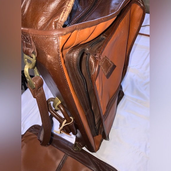 LAND Vintage Leather Garment Bag Luggage +small case - Picture 8 of 17